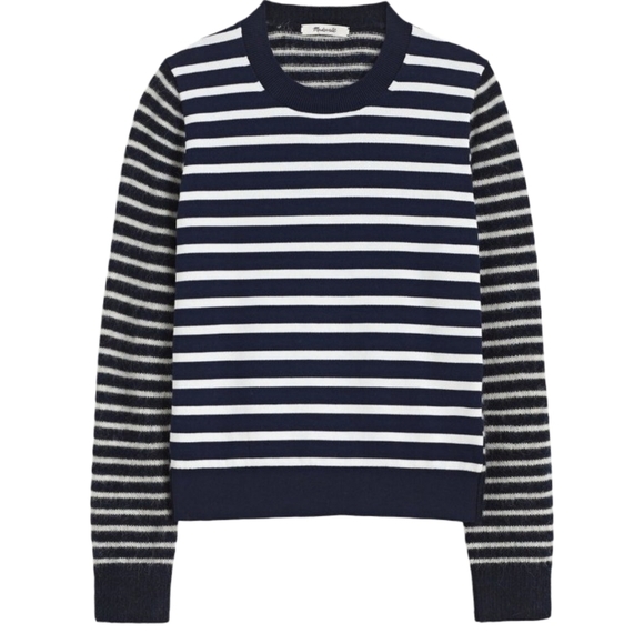 Madewell Sweaters - Madewell Mixed-Yarn Striped Sweater Women's Size Small  Navy Blue NWT